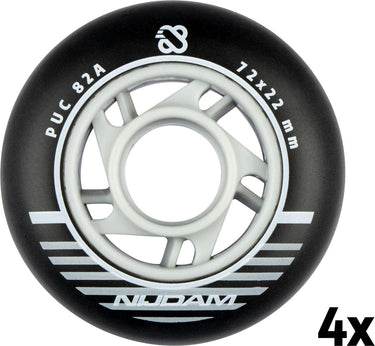 Nijdam inline skate wielen set - 72x24 mm - 4st - black zwart