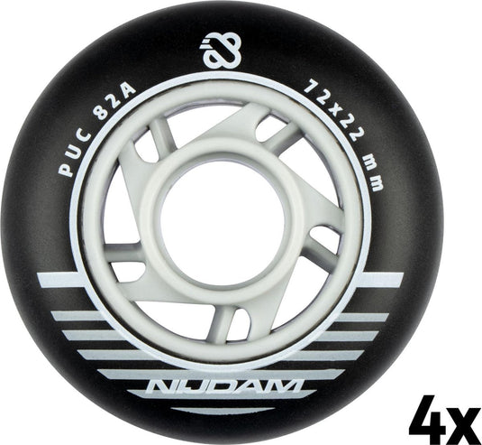 Nijdam inline skate wielen set - 72x24 mm - 4st - black zwart
