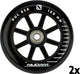 Nijdam stuntstep wielen set - 100x24 mm - 2st - full black - zwart zilver wit