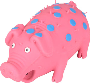 Flamingo hondenspeelgoed latex varken stip - roze - 18 x 8 x 8 cm