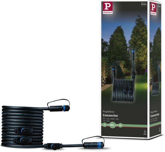 Paulmann plug shine kabel 5m 4 uitgangen ip68 zwart