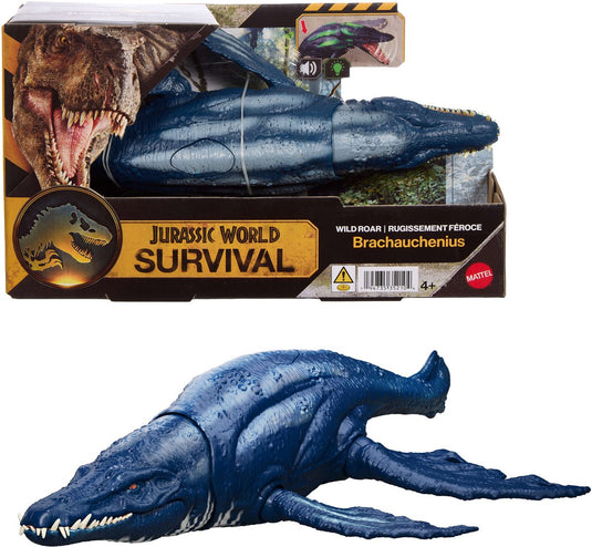 Mattel jurassic world wild brullende brachauchenius - met licht en geluid