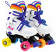 K3 - rolschaatsen - maat 34 37 - verstelbaar in 4 maten - met stopper - wit - regenboog - met wieltjes in 4 kleuren - 3 varianten