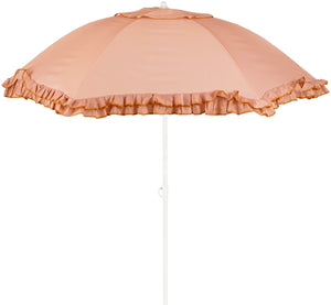 Mica decorations kantelbare parasol met ruches - stokparasol 238 x ø195 cm - tuin of balkonparasol - polyester, staal - perzik