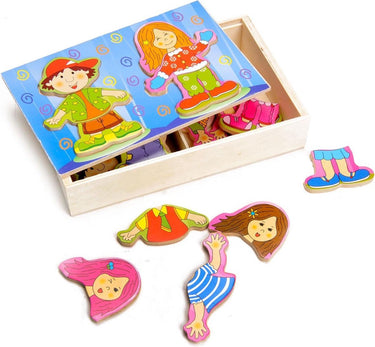 Playwood houten aankleedpuzzel jongen en meisje - educatief speelgoed.