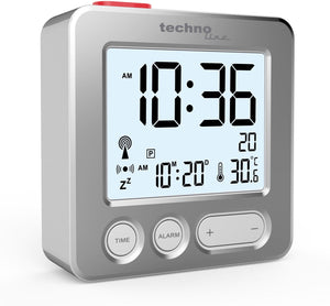 Technoline wt 265 - wekker - digitaaal - radiogestuurde tijdsaanduiding - datumaanduiding - 7 talen - binnentemperatuur - alarm - snooze - achtergrondverlichting - zwart