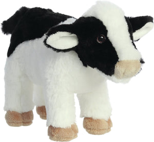 Aurora knuffeldier koe - pluche knuffel - zwart wit - 26 cm - knuffeldieren - boerderij dieren