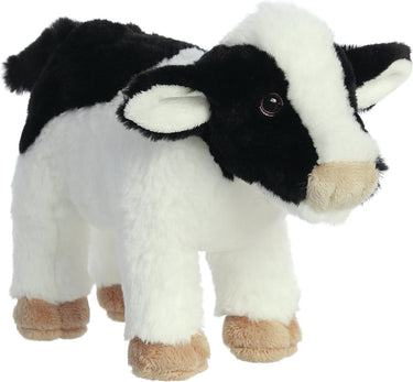 Aurora knuffeldier koe - pluche knuffel - zwart wit - 26 cm - knuffeldieren - boerderij dieren