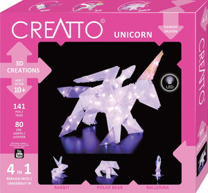 Kosmos creatto unicorn – hobbypakket – bouw 4 verlichte 3d-figuren met led – eenhoorn