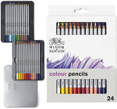 Winsor newton 0490013 studio collection kleurpotloden set 24 stuks – dikcores wax-based tekenpotloden in metalen blik