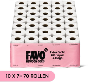 Favo gewoon goed favo toiletpapier - 4-laags - 70 rollen - 160 vellen per rol - extra zacht sterk wc-papier - voordeelverpakking