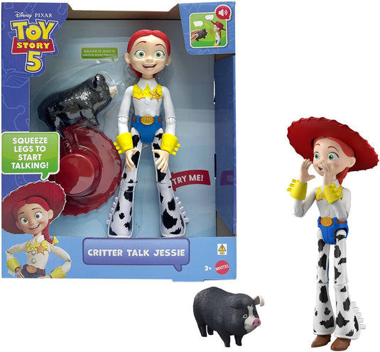 Mattel disney en pixar toy story 5 beestenpraat jessie - actiefiguur van 30 cm en jd varken met 35 geluiden - frans