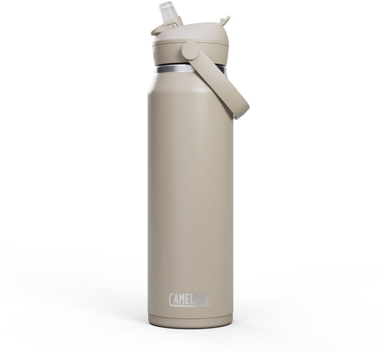 Camelbak thrive flip straw drinkfles - 1 l - rvs - met rietje - isolatie waterfles - beige