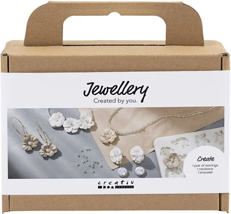 Afbeelding laden in galerijviewer, Creativ company mini hobbyset sieraden oorbellen armband en halsketting bloemontwerp
