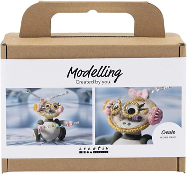 Creativ company mini hobbyset robot boetseren grijs en roze