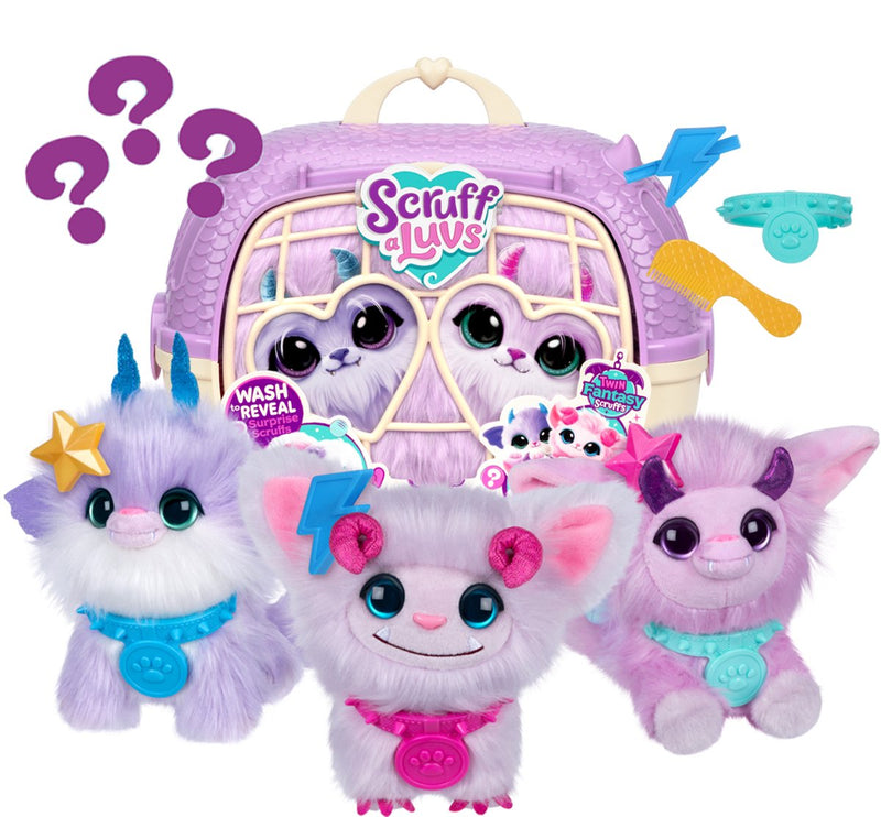Chargez l'image dans la visionneuse de la galerie, Moose toys scruff a luvs – twin fantasy knuffels in draagmand – 2 magische mystery pluche knuffels
