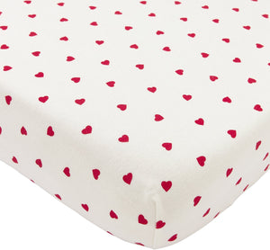 Meyco baby sweet heart hoeslaken ledikant - white red - 60x120cm