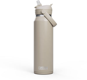 Camelbak thrive flip straw drinkfles - 1 l - rvs - met rietje - isolatie waterfles - beige