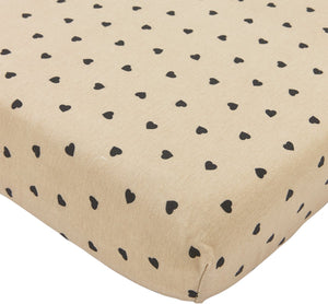 Meyco baby sweet heart hoeslaken ledikant - soft sand black - 60x120cm