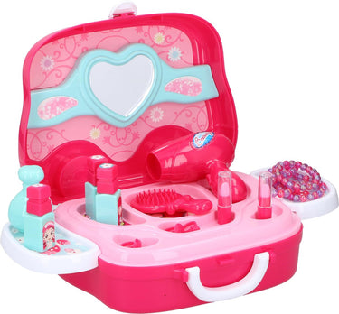 Eddy toys beautycase - prinsessen - 25 cm - roze - 19-delig