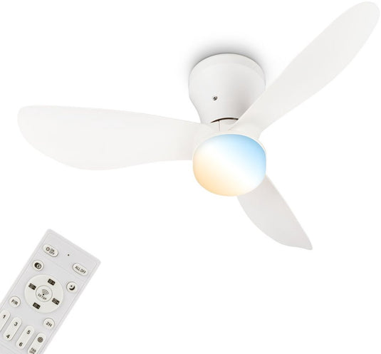 Briloner lufito - plafondventilator met verlichting - led plafondlamp met ventilator - ventilator lamp zomer- en wintermodus - dimbaar - cct - ø78cm - wit
