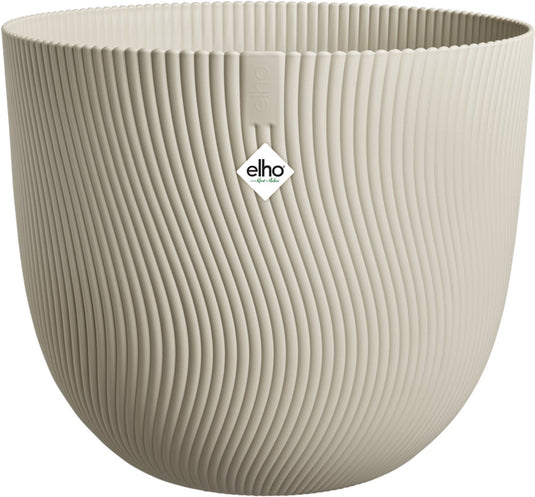 Elho sereh rond 25 - bloempot voor binnen buiten - 100% gerecycled plastic - ø 24.5 x h 21 cm - paddenstoel beige