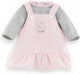 Corolle poppenjurk met shirt - babypop kleding 36cm roze grijs.