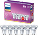 Philips led energiezuinige spot - 50 w - gu10 - warmwit licht - 6 stuks - bespaar op energiekosten