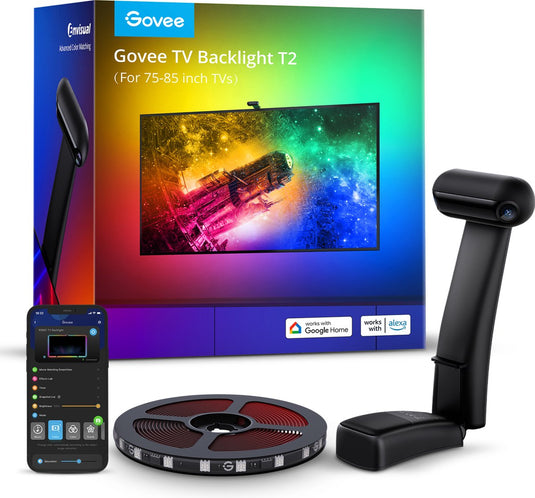 Govee tv backlight t2 75–85 inch - tv led strip - rgbic - app-bediening - alexa google