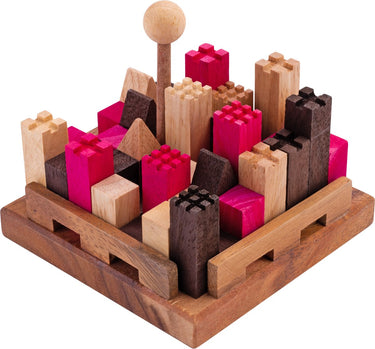 Longfield castel puzzle – houten breinbreker – acaciahout – 11 stukken – burcht puzzelspel – engelhart