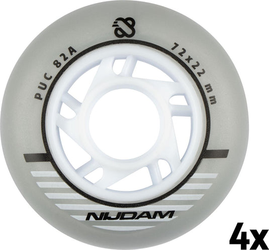 Nijdam inline skate wielen - 72x24 mm - 4st - zilver wit