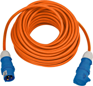 Brennenstuhl camping verlengsnoer 25m (cee kabel in oranje h07rn-f 3g2,5 met cee-stekker en koppeling met afdichtflap, voor permanent gebruik buitenshuis ip44, made in germany)