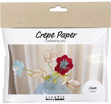 Creativ company mini hobbyset bloemen van crepepapier pastelkleuren