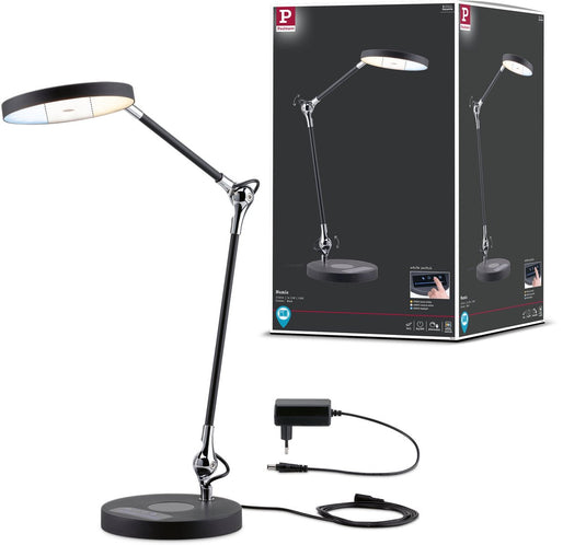 Paulmann led-bureaulamp numis white switch 1000lm 11w zwart