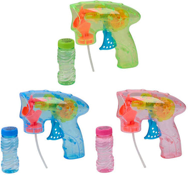 Eddy toys bellenpistool met licht - bubble gun with light 2 stuks - bellenpistool 60 ml inclusief bellenblaasvloeistof - automatisch bellenpistool op batterijen - diverse kleuren - 1 willekeurige kleur