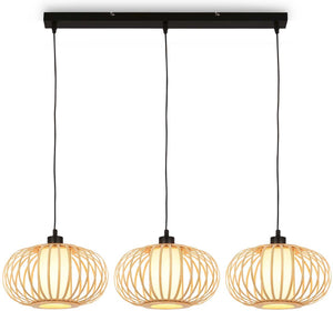 Briloner - rotti - hanglamp, 120 cm, 3x e27, max. 10w, houtkleurig