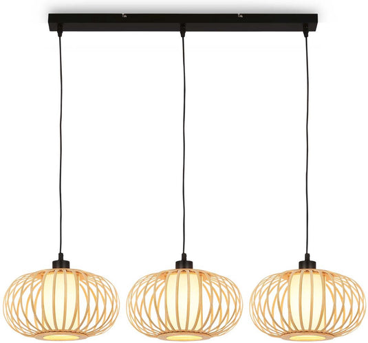 Briloner - rotti - hanglamp, 120 cm, 3x e27, max. 10w, houtkleurig