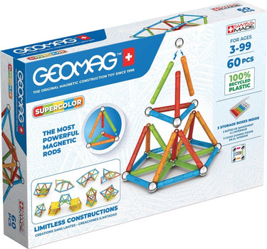 Geomag super color recycled - magnetisch constructiespeelgoed met panelen - 60-delig - vanaf 3 jaar