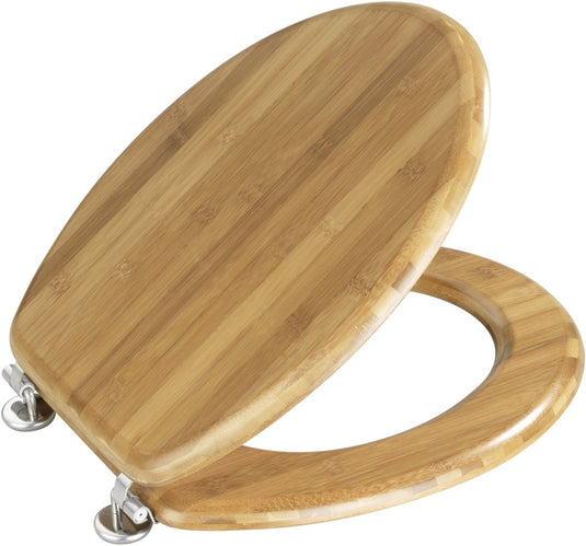 Wenko wc bril bamboe donkerbruin - fsc hout - rvs scharnieren - toiletbril - toiletzitting - massief hout