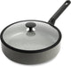 Bk granite ceramic keramische hapjespan 28cm – 4.2l – inductie hapjespan – met deksel – ovenbestendig tot 160 graden – koudgreep – pfas‑vrij – grijs