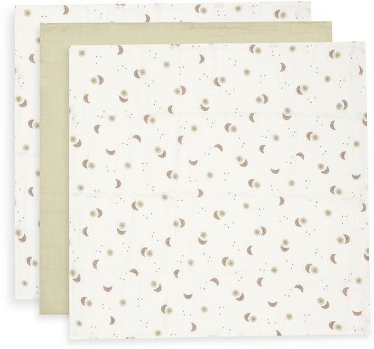 Jollein hydrofiele doek small 70x70cm over the moon (3pack)