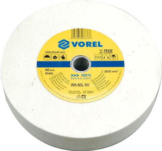 Vorel serie - fijne slijpsteen - 200mm - 20mm dikte - 40mm binnendiameter