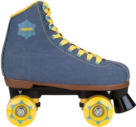 Nijdam retro rolschaatsen - denim rebel - denimblauw geel - maat 40