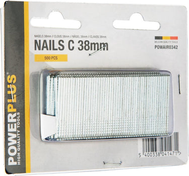 Powerplus powair0342 spijkers - voor nietmachine tacker - 38mm - 500stuks