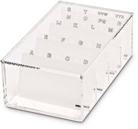 Maul box voor visitekaartjes - transparant - acryl - 1 stuk - 19.1 x 11.6 x 7.2 cm