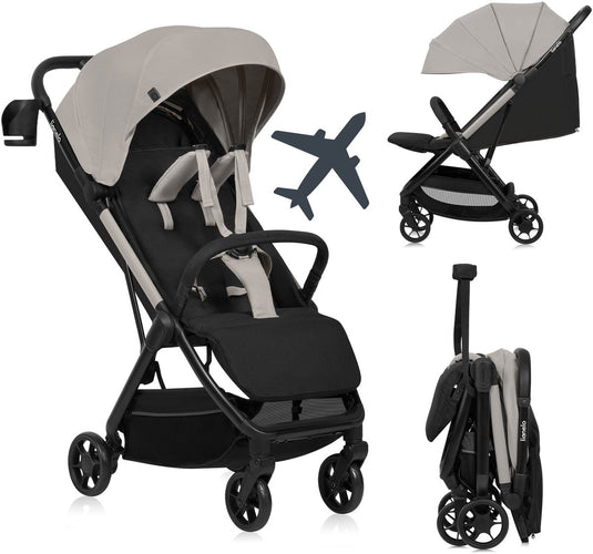 Lionelo julie air - ultralichte buggy - reisbuggy - auto-folding compact - slechts 7,5 kg - reizen handbagage - verstelbare rugleuning tot ligstand - xxl zonnescherm met upf50+ - onderhoudsvrije wielen - vanaf 6 maanden tot 22 kg - kinderwagen