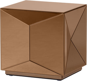 Woood glintz bijzettafel - hout spiegelglas - bruin - 40x40x40