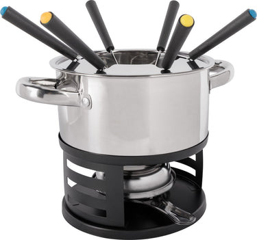 Cosy trendy fondue set met 6 vorken - rvs - ø 17cm