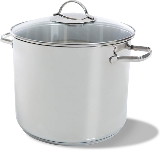 Bk soeppan 26cm - 11l - zonder pfas-vrije antikleeflaag - inductie kookpan - rvs kookpan - ovenbestendig tot 230°c - met glazen deksel - zilver