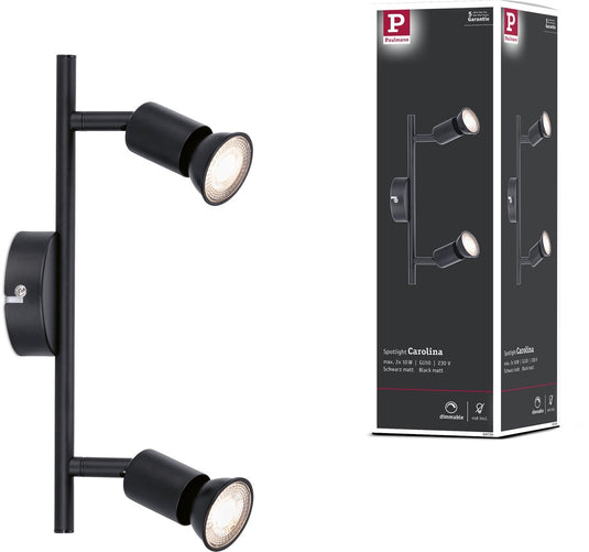 Paulmann spotlight carolina gu10 230v max. 2x10w dimbaar zwart mat